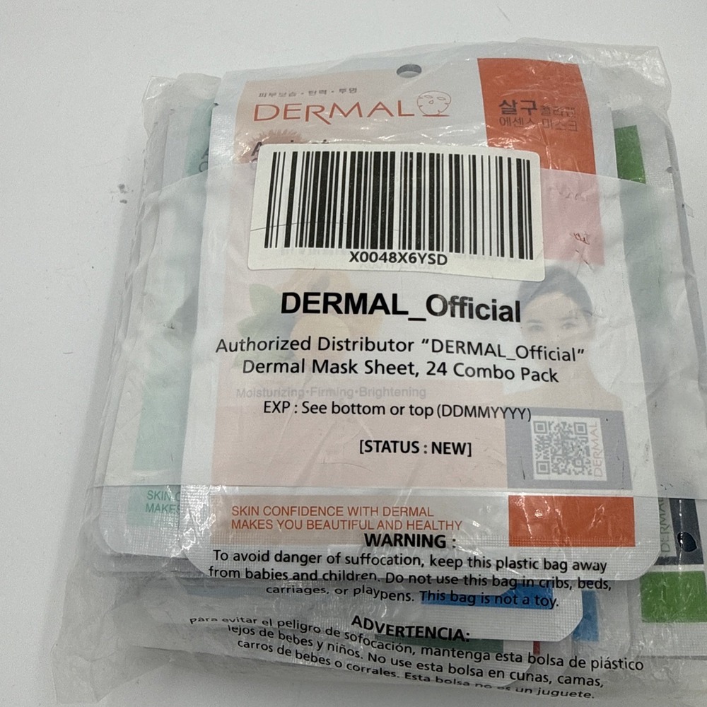 DERMAL Korean Collagen Face Mask Sheet Hydrating Soothing 24 Combo Pack Sealed